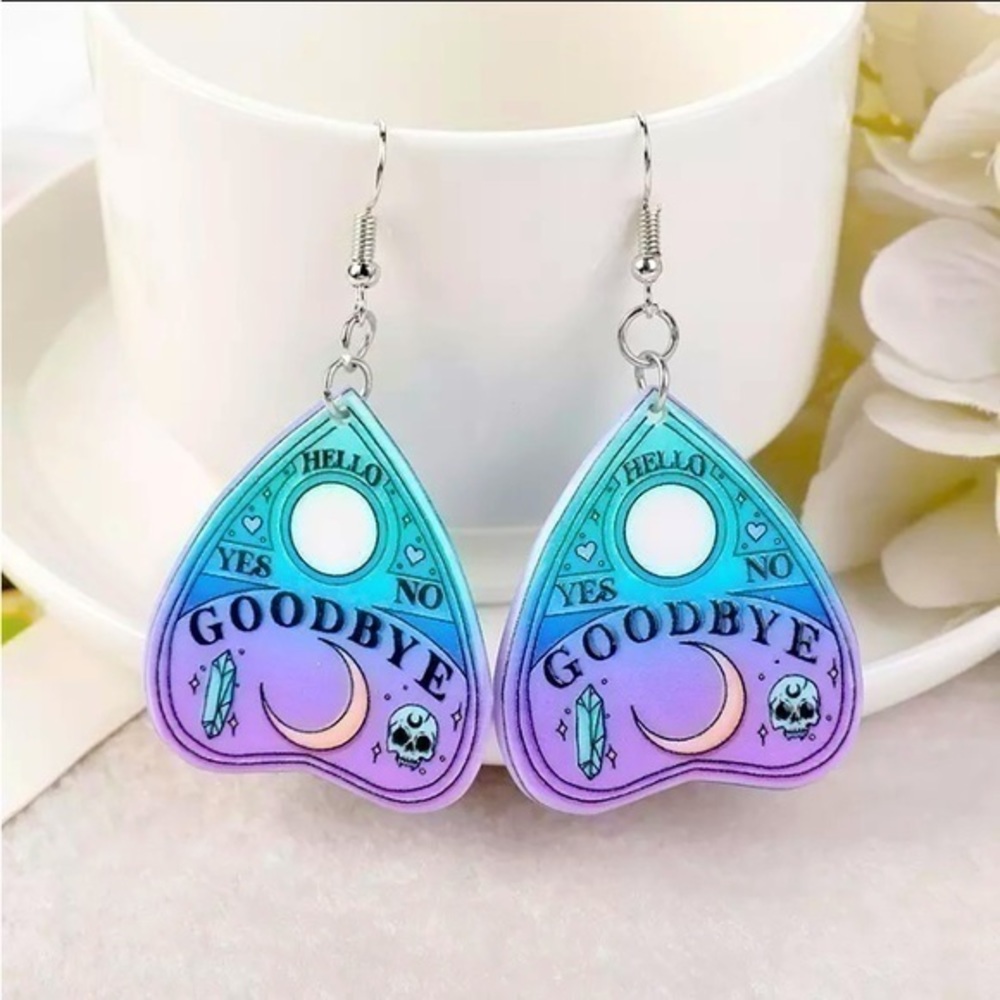 NWT Pink and blue Ouija board earrings